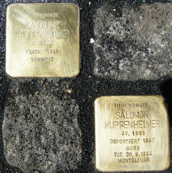 Stolperstein des Ehepaars Kuppenheimer