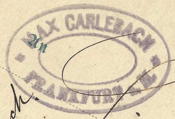 Postkarte - Max Carlebach Postkarte geschäftlicher Art von Max Carlebach, Frankfurt a. M., - versandt am 22. Januar 1902 - Ausschnittvergrößerung Stempel