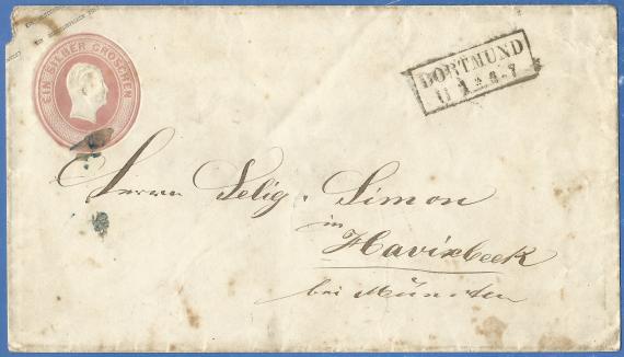 Envelope addressed to Mr. Selig Simon in Havixbeck near Münster - sent around 1860