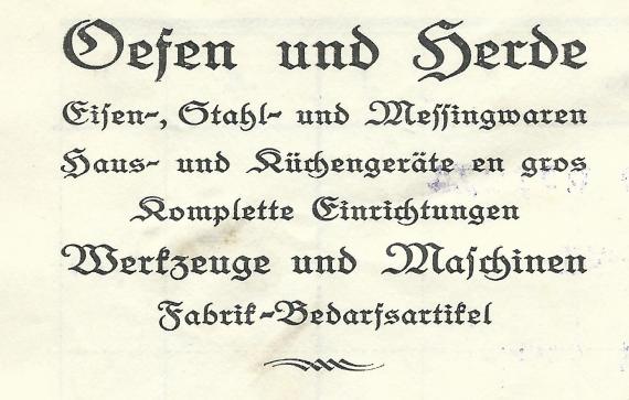 Rechnung der Fa. Hirsch & Cie. in Mannheim, - geschrieben am 28. Mai 1919 - Ausschnittvergrößerung Warensortiment