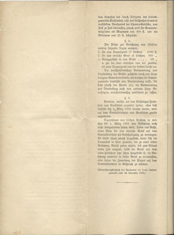 Mortuary Regulations for the Central Cemetery - (Department of the Jewish Community) - title page - back page