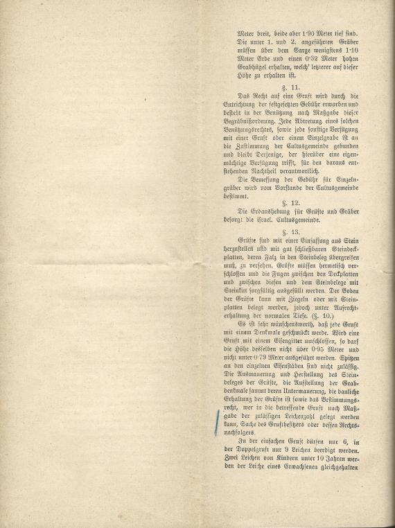 Leichenhof-Ordnung für den Central-Friedhof - ( Abtheilung der Israelitischen Cultusgemeinde ) - Anhang II. - S.6