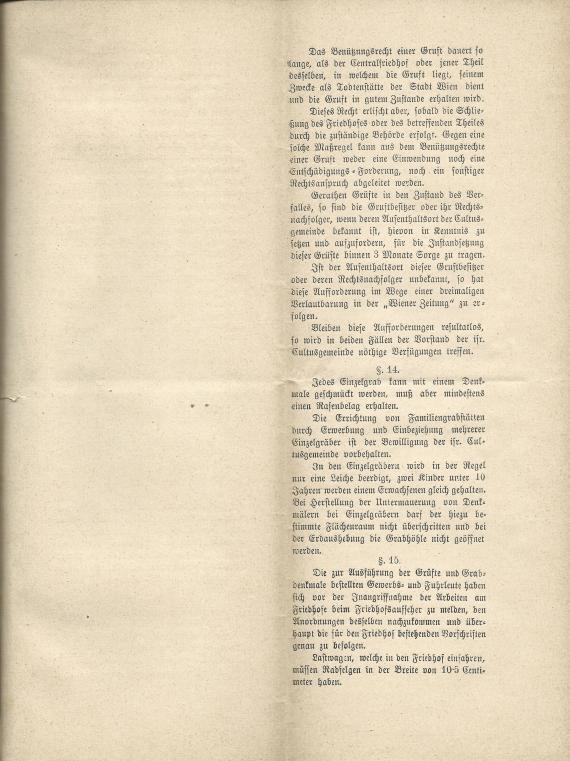 Leichenhof-Ordnung für den Central-Friedhof - ( Abtheilung der Israelitischen Cultusgemeinde ) - Anhang II. - S.7