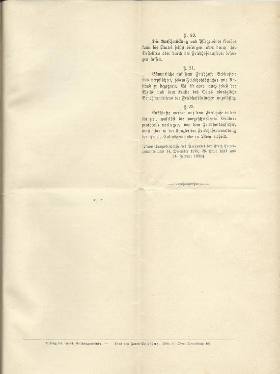 Mortuary Regulations for the Central Cemetery - (Department of the Jewish Community) - Appendix II - p.9 - last page