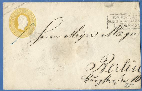 Envelope addressed to Mr. Meyer Magnus in Berlin, Burgstraße 16, - sent in the period between 1855 - 1860