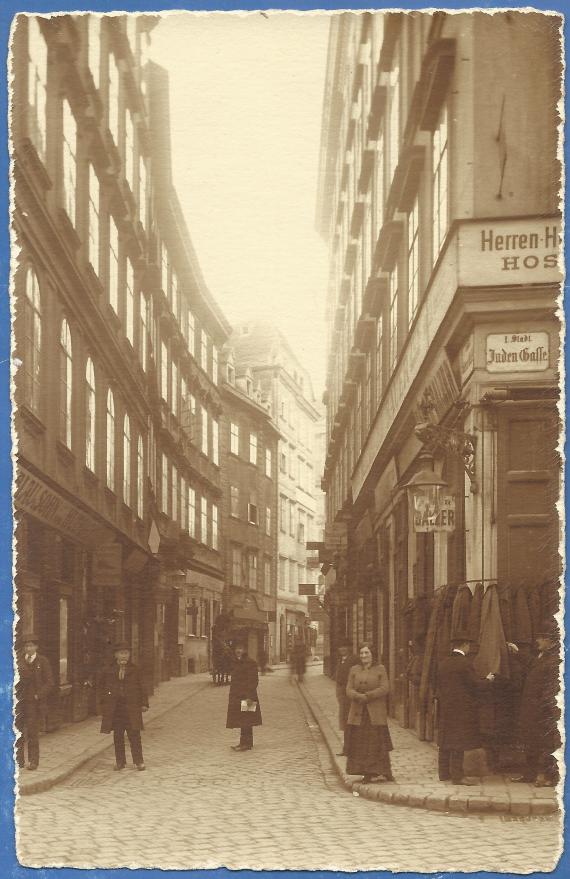 Historische Photo - Ansichts - Karte  der " Judengasse " in Wien aus der Zeit um 1910 