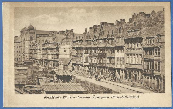 Picture postcard Frankfurt a. M. - The former Judengasse - with synagogue from around 1900