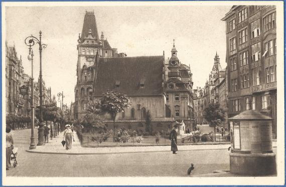 Historical picture postcard from Prague with the " Old New Synagogue " from around 1905 - 1915