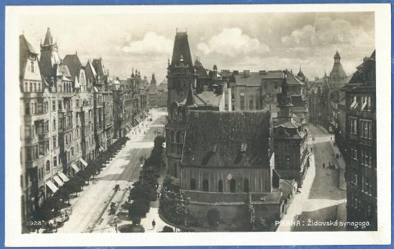 Picture postcard of Prague - Zidovska synagoga - from 1927