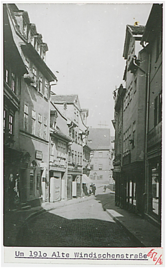 Schwarzweiß-Foto der Alten Windischenstraße um 1910