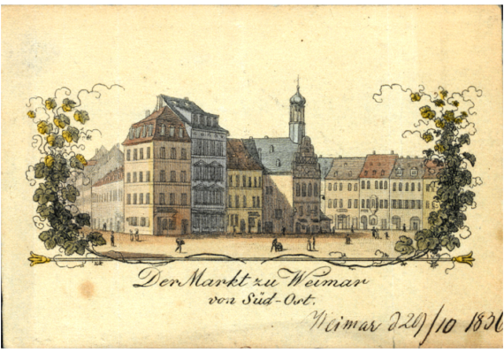 Color cast of the market in Weimar from 1836