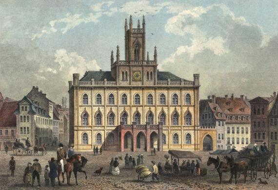 The town hall from 1841 in neo-Gothic style