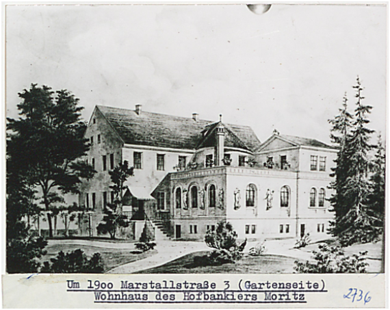 Ansicht des Wohnhauses des Bankiers Moritz an der Marstallstraße 3, um 1900