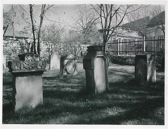 Black and white photo of the Jewish cemetery