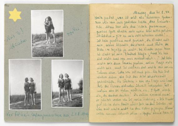 There are photographs pasted into the book showing the two of them together