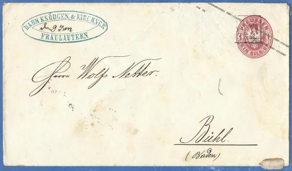 Envelope addressed to Mr. Wolf Netter in Bühl, - mailed on June 9, 1863