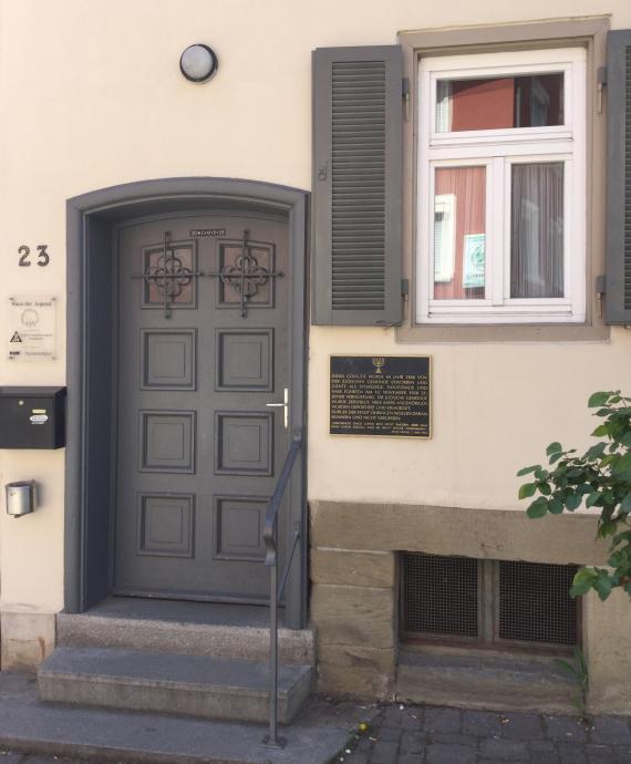 Plaque in memory of the former synagogue and the Jewish community in Öhringen