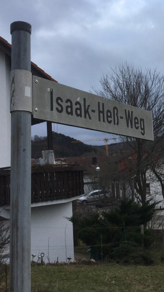 Street sign - Isaak - Hess - Way in Lauchheim