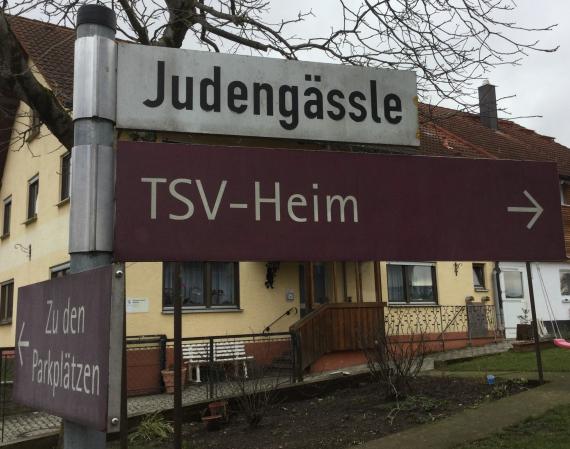 Strassenschild - Judengässle in Röttingen / Baden Württemberg