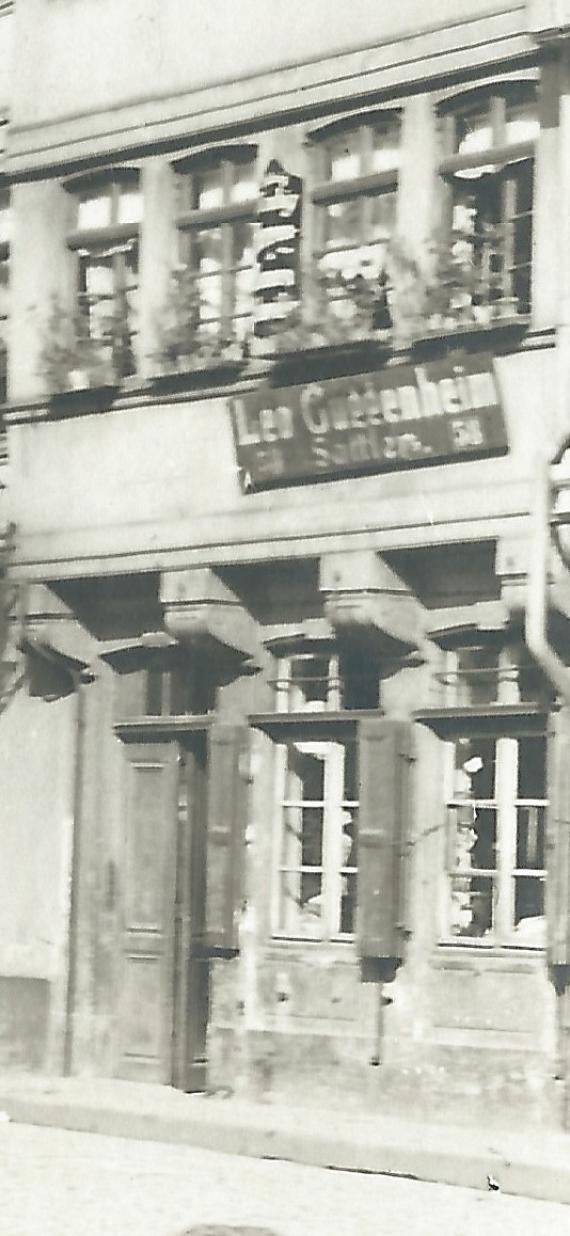 Photo map of Frankfurt am Main with a view of the Leo Guggenheim saddlery from around 1910-1920 - detail enlargement