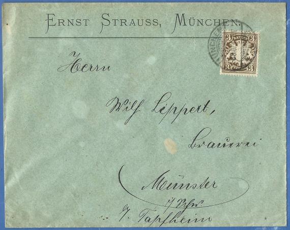 Briefumschlag von Ernst Strauss, München, - versandt am 8. August 1907