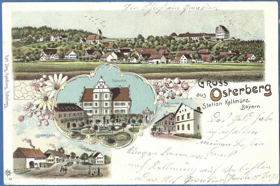 Lithography view map of Osterberg from around 1900