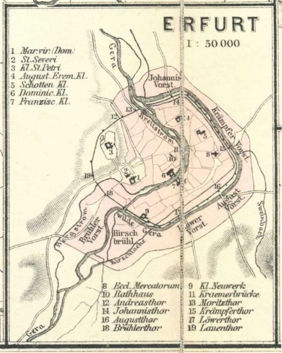 Karte der Stadt Erfurt