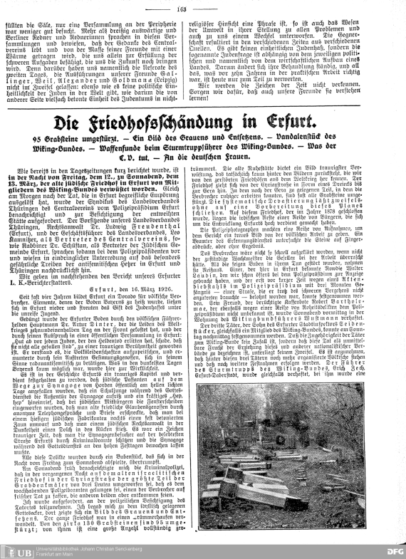 Press report on the desecration of the cemetery