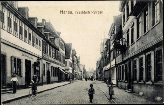 Postkarte von der Frankfurter Straße in Hanau