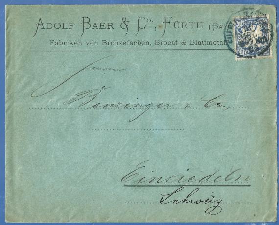 Business envelope from " Adolf Baer & Co, Fabriken für Bronzefarben,Brocat & Blattmetall " - mailed on March 13, 1903