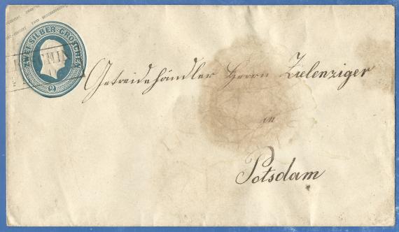 Envelope addressed to grain merchant Mr. Zielenziger in Potsdam, - sent in the years around 1853 - 1860