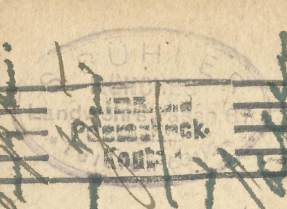 Postkarte - Samuel Bühler Postkarte von Samuel Bühler, München,Landwehrstraße 67, - versandt an Herrn Hugo Heumann in Göppingen am 18. Februar 1920 - Ausschnittvergrößerung Absenderstempel