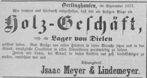 Anzeige zur Geschäftseröffnung, September 1877
