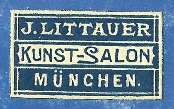 Advertising stamp - Art - Salon J. Littauer from the period around 1910-1920.
These stamps were mostly pasted in books or on the back of paintings, framed art prints and the like