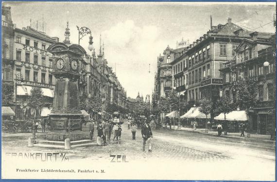 Historische Ansichtskarte von Frankfurt am Main aus der Zeit um 1900 - 1905, - Zeil  - mit dem Geschäft von F. Ehrenfeld