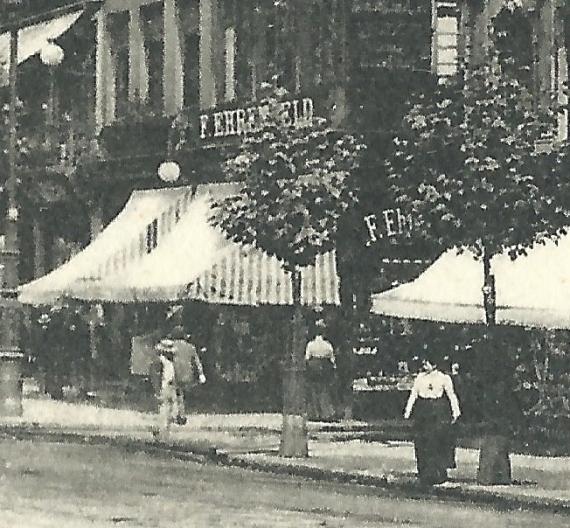 Historische Ansichtskarte von Frankfurt am Main aus der Zeit um 1900 - 1905, - Zeil  - Ausschnittvergrößerung - Geschäft von F. Ehrenfeld