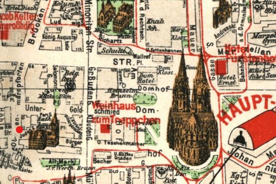 Old city map of Cologne.