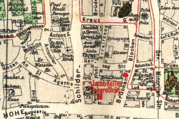 Old city map of Cologne.