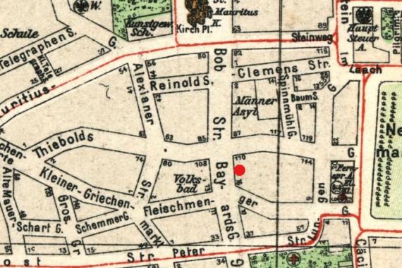 Old city map of Cologne.