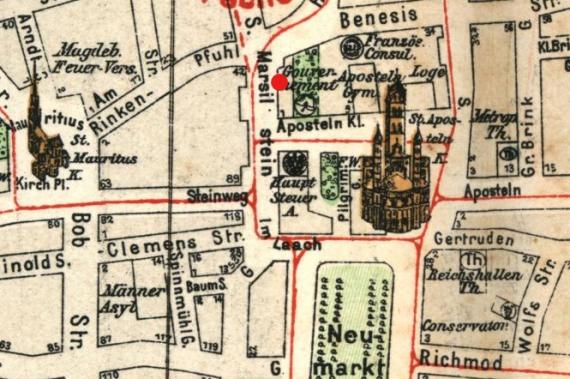 Old city map of Cologne.