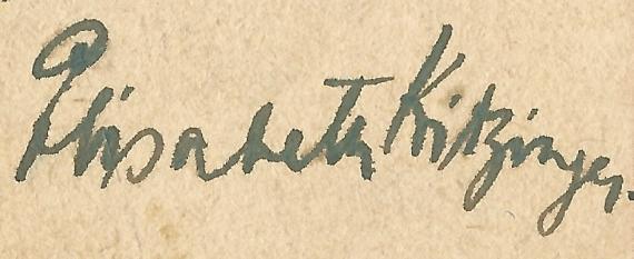 Postkarte - Elisabeth Kitzinger Postkarte von Elisabeth Kitzinger, versandt nach Offenberg am 24. Juni 1920 - Ausschnittvergrößerung Unterschrift Elisabeth Kitzinger