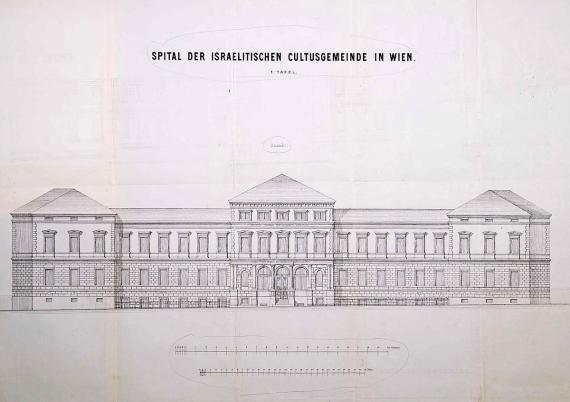 Das Rothschild-Spital Construction drawing, front view