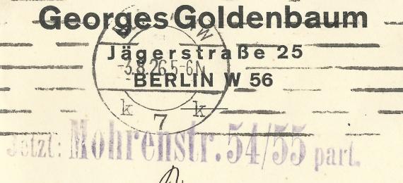 Briefumschlag von Georges Goldenbaum, - versandt am 3. August 1926 nach Lyon, - Ausschnittvergrößerung Adresse