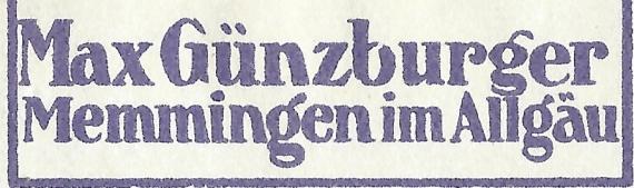 Werbemarke der Strickwarenfabrik Max Günzburger aus der Zeit um 1910 - 1925 - Ausschnittvergrößerung Firmenname