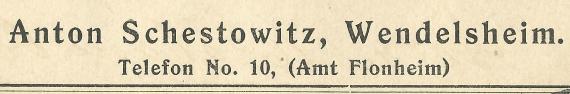 Postkarte - Anton Schestowitz Geschäftspostkarte von Anton Schestowitz, Wendelsheim, - versandt 17. Dezember 1901 nach Ober-Olm an die Fa. Gebr. Abraham - Ausschnittvergrößerung Adresse