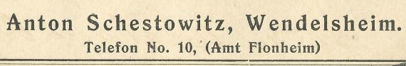 Business postcard from Anton Schestowitz, Wendelsheim, - mailed December 17, 1901 to Ober-Olm to the company Gebr. Abraham - detail enlargement address