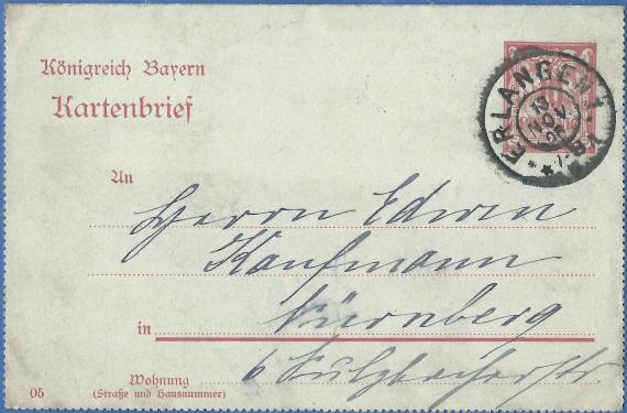 Card letter to Mr. Edwin Kaufmann in Nuremberg, Sulzbacherstraße 6 - mailed on November 13, 1906