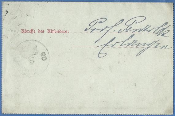 Card letter to Mr. Edwin Kaufmann in Nuremberg in Nuremberg, Sulzbacherstraße 6 - mailed on November 13, 1906 - back of letter