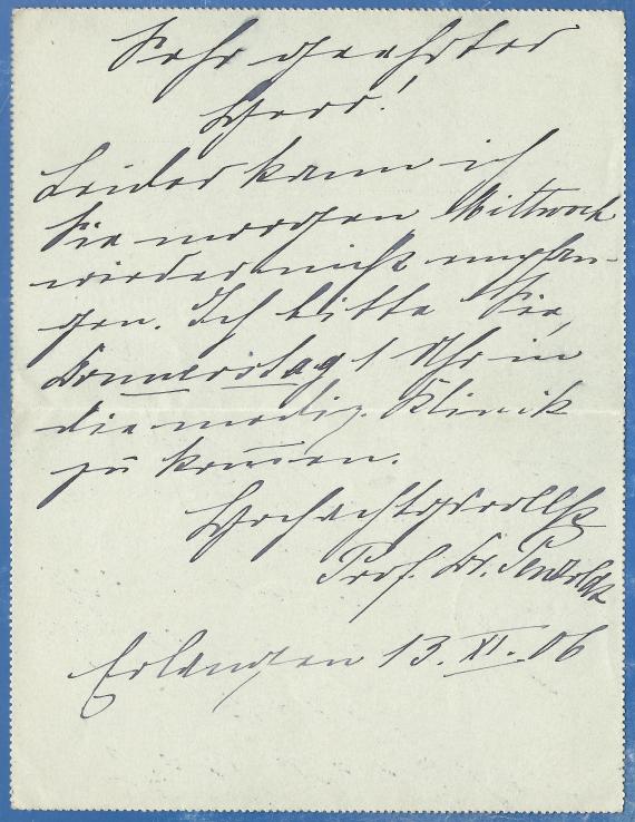 Kartenbrief an Herrn Edwin Kaufmann in Nürnberg in Nürnberg, Sulzbacherstraße 6 - versandt am 13. November 1906 - Brief-Innenseite