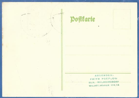 Postcard to Ph. Baruch, Berlin W 15, Düsseldorfer Strasse 73, - mailed February 10, 1936 - back of card